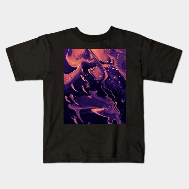 Ghosts - Sunset Color Acrylic Pour Kids T-Shirt by dnacademic